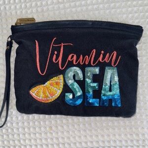 Tommy Bahama Navy Clutch with Vibrant Sequin Design NWOT